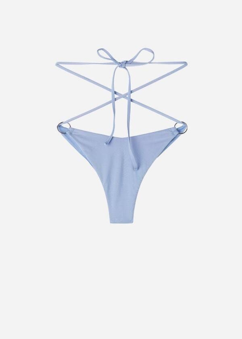 Calzedonia Brazilian String Abu Dhabi Bikinihosen Damen Blau | DE2866RW