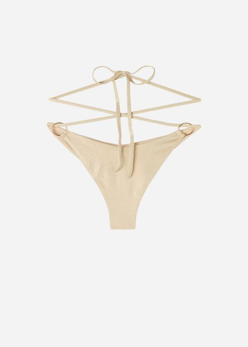 Calzedonia Brazilian String Abu Dhabi Bikinihosen Damen Gold | DE2865TV