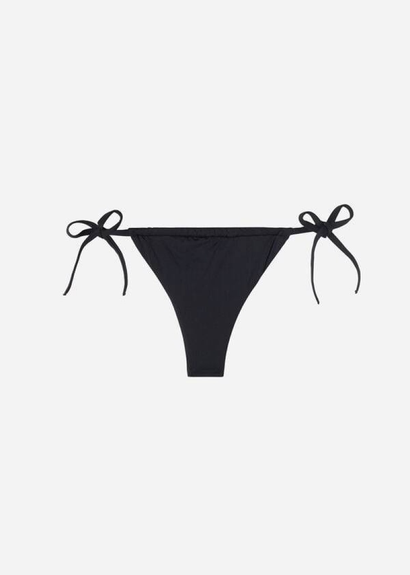 Calzedonia Brazilian String Bikinihosen Damen Schwarz | DE2867EX