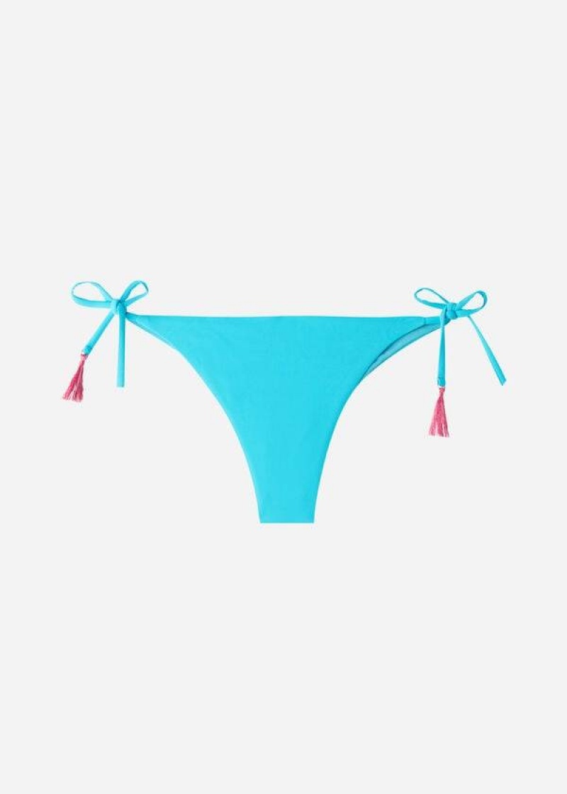 Calzedonia Brazilian String Capri Bikinihosen Damen Türkis | DE2862IS