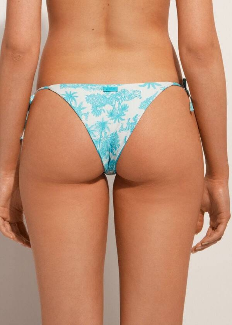 Calzedonia Brazilian String Sorrento Bikinihosen Damen Blau | DE2852MA