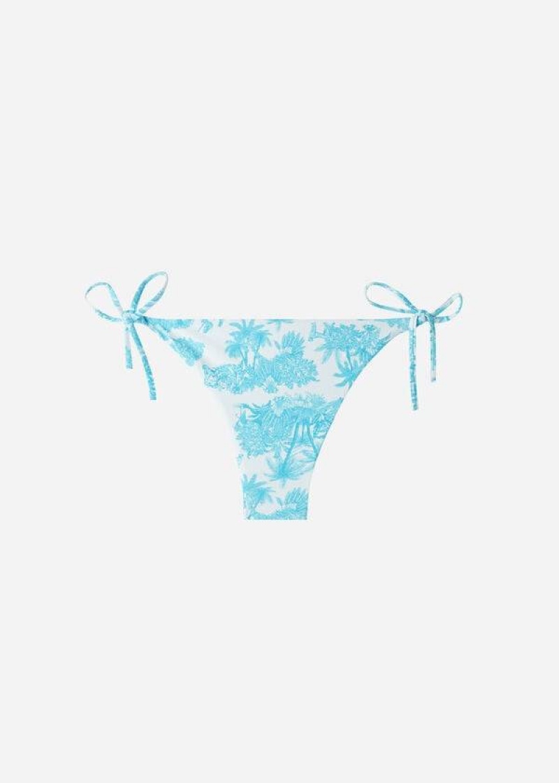 Calzedonia Brazilian String Sorrento Bikinihosen Damen Blau | DE2852MA