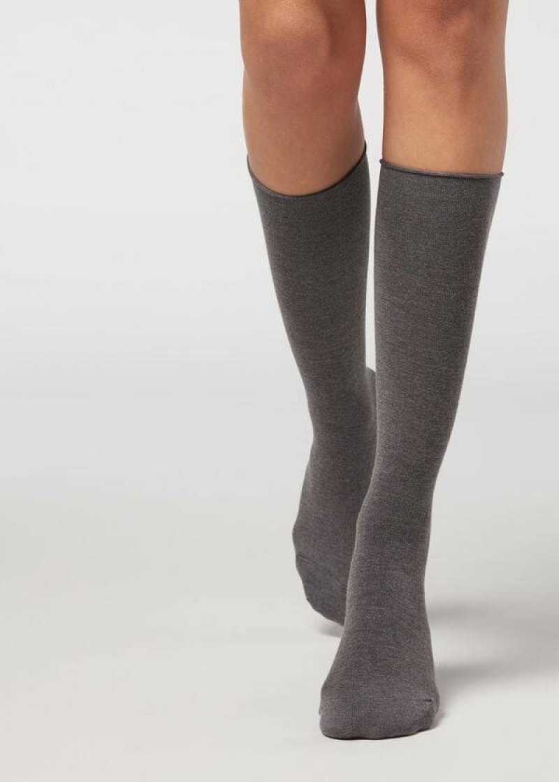 Calzedonia Cashmere Blend 3/4 Long Socken Damen Grau | DE1953YU