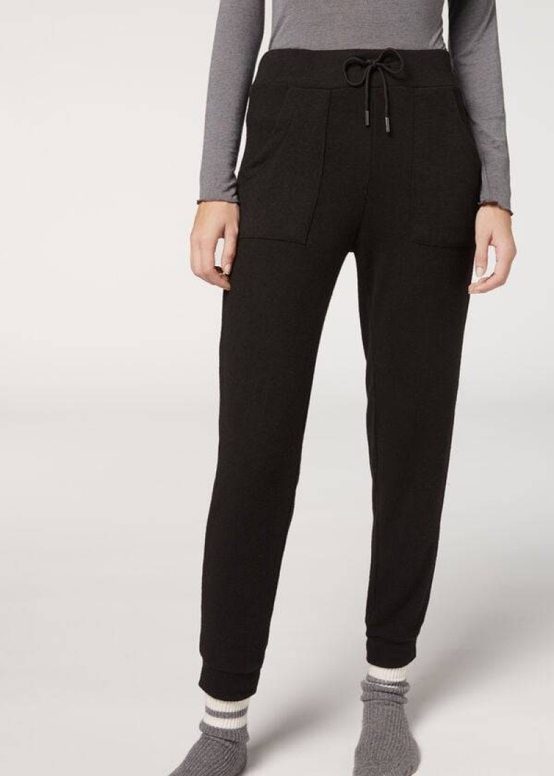 Calzedonia Cashmere Blend Stretch Hose Damen Schwarz | DE1477BC