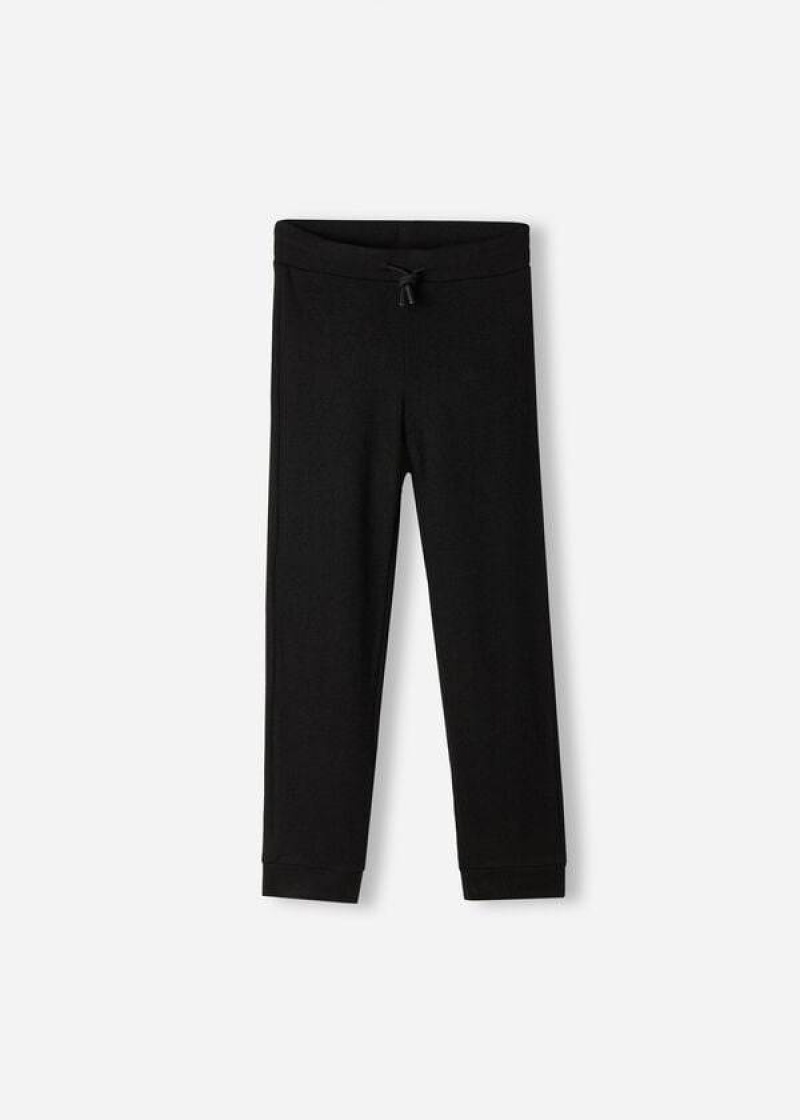 Calzedonia Cashmere Blend Stretch Sport Leggings Kinder Schwarz | DE1071IS