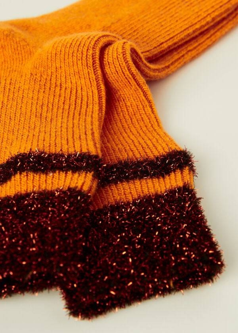 Calzedonia Cashmere Kurzes with Glitter Trim Socken Damen Orange | DE1835KI