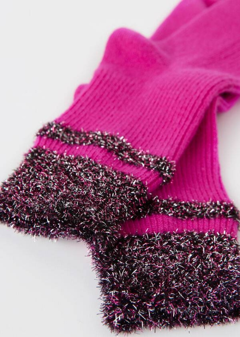 Calzedonia Cashmere Kurzes with Glitter Trim Socken Damen Rosa | DE1833HK