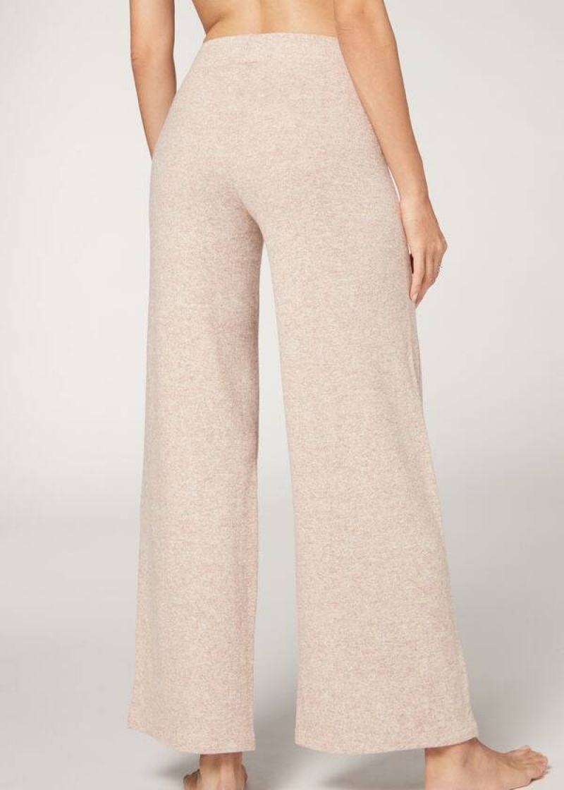 Calzedonia Cashmere Palazzo Leggings Damen Beige | DE1568AP