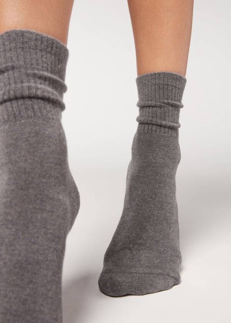 Calzedonia Cashmere Sport Kurzes Socken Damen Grau | DE1831FM