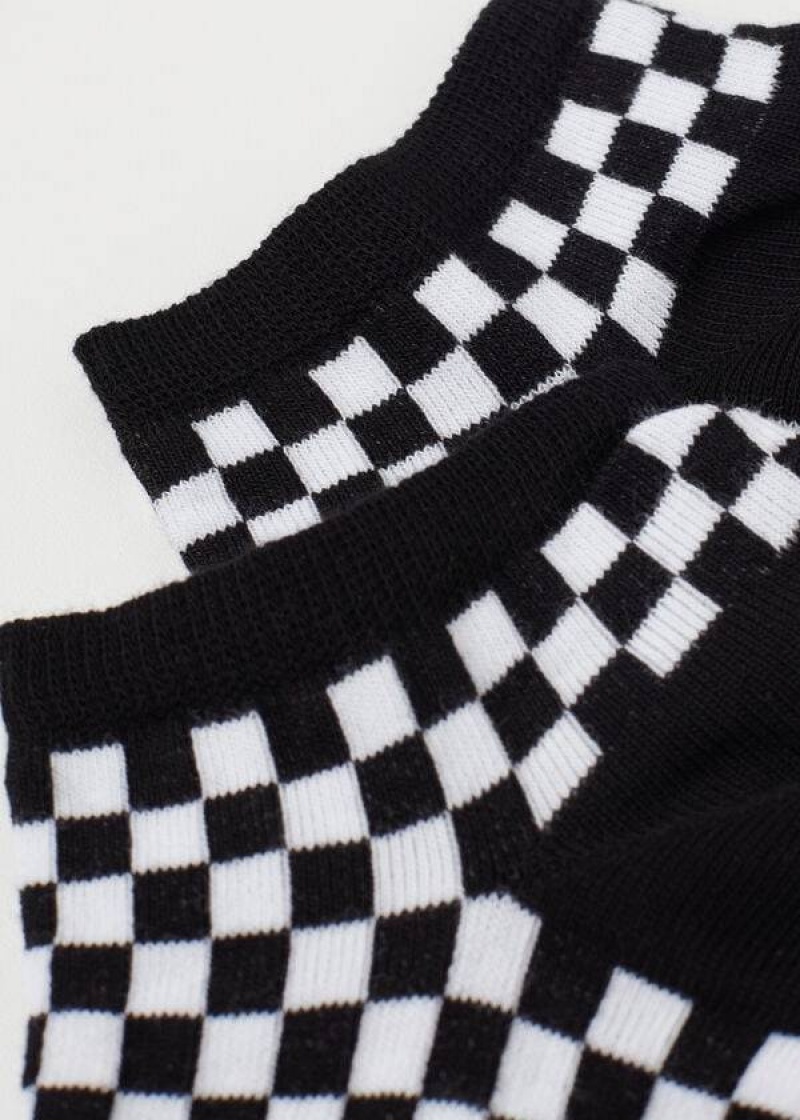 Calzedonia Checkered No-Show Socken Damen Schwarz | DE1918VD