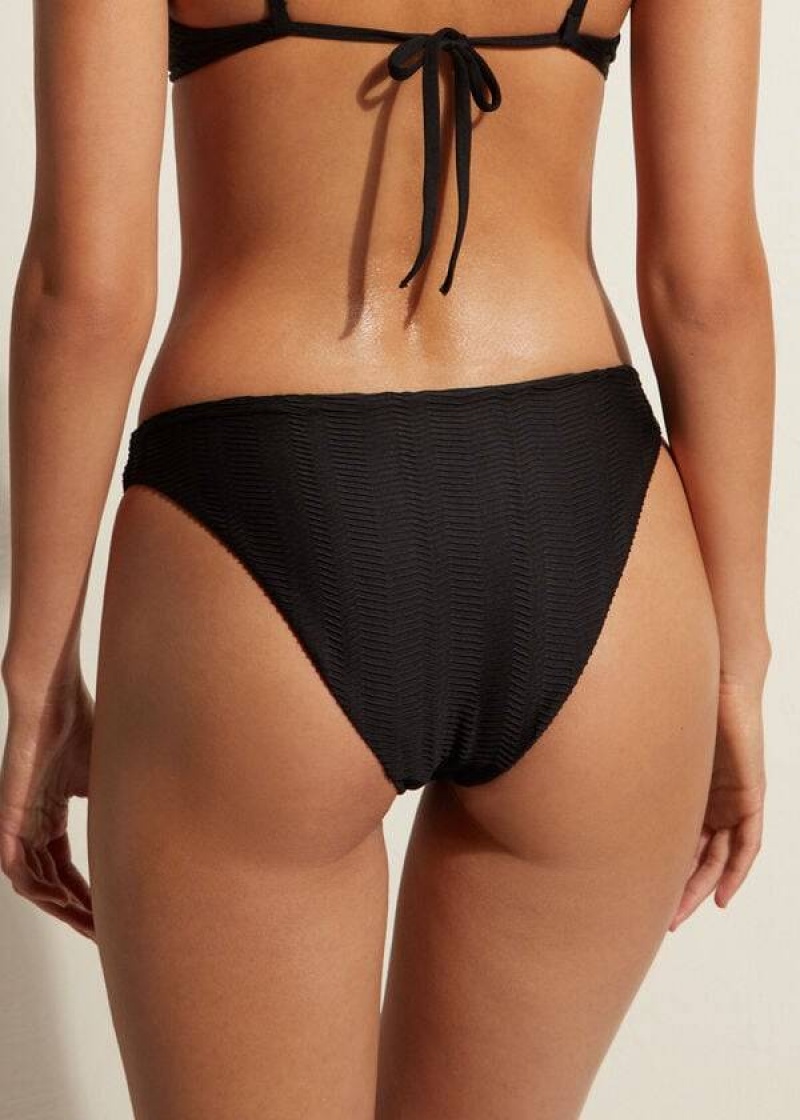 Calzedonia Chevron Casablanca Bikinihosen Damen Schwarz | DE2843OR