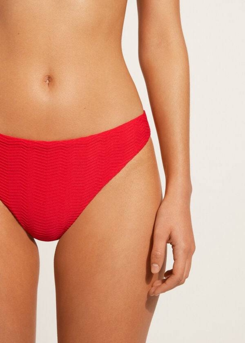 Calzedonia Chevron Casablanca Bikinihosen Damen Rot | DE2842PQ