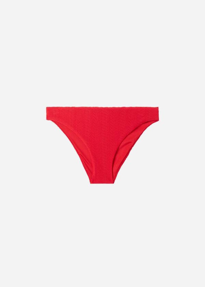 Calzedonia Chevron Casablanca Bikinihosen Damen Rot | DE2842PQ