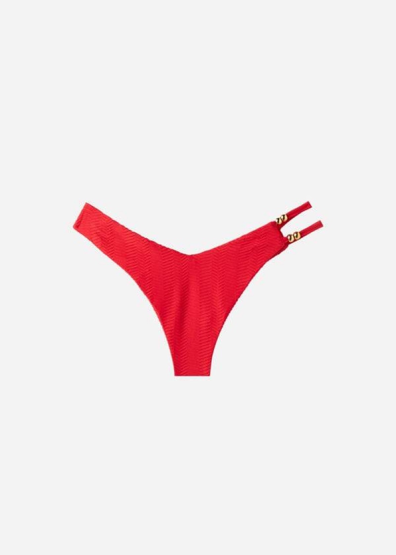 Calzedonia Chevron High-Cut Brazilian Casablanca Bikinihosen Damen Rot | DE2838FM