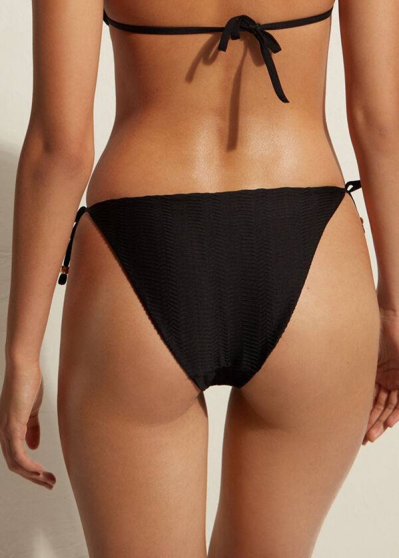 Calzedonia Chevron String Casablanca Bikinihosen Damen Schwarz | DE2835HK