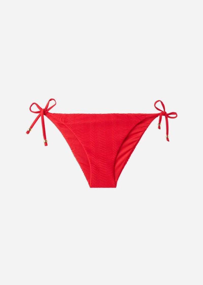 Calzedonia Chevron String Casablanca Bikinihosen Damen Rot | DE2834JJ