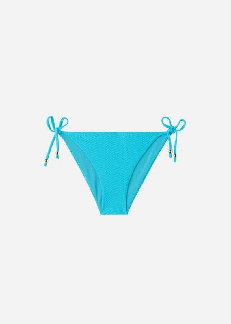 Calzedonia Chevron String Casablanca Bikinihosen Damen Türkis Grün | DE2833KI