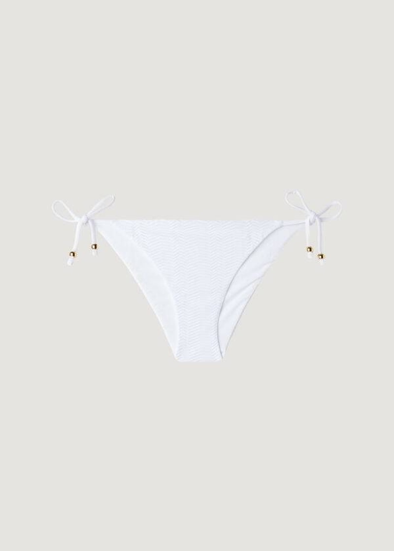 Calzedonia Chevron String Casablanca Bikinihosen Damen Weiß | DE2832LH