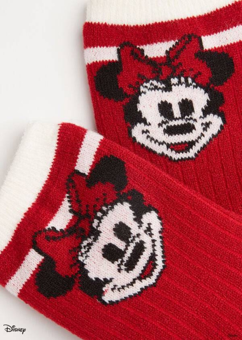 Calzedonia Christmas Minnie Disney Soft Kurzes Socken Damen Rot | DE1825IS