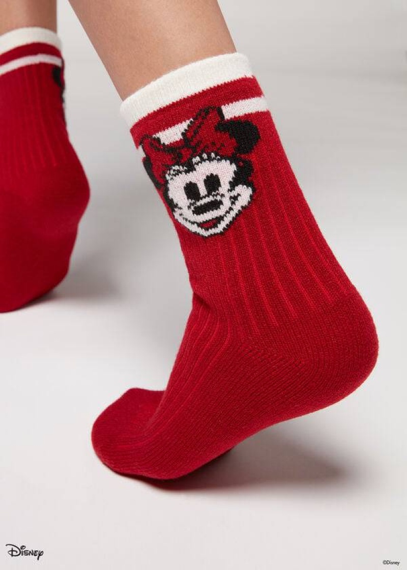 Calzedonia Christmas Minnie Disney Soft Kurzes Socken Damen Rot | DE1825IS