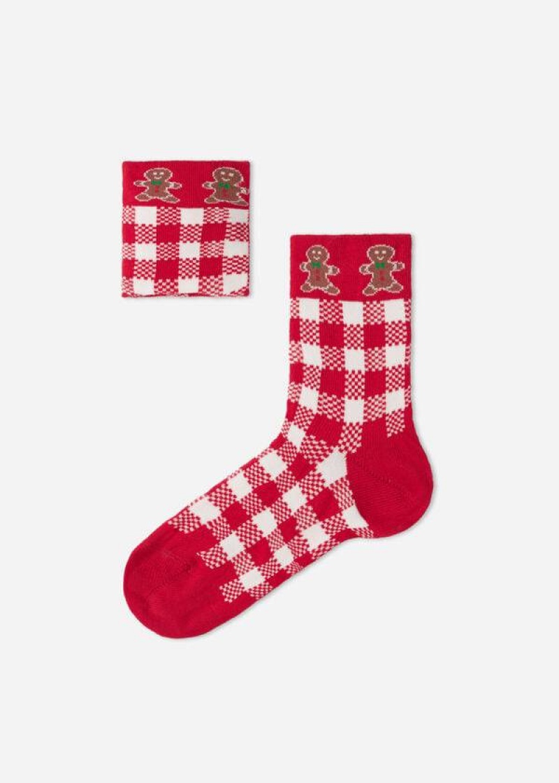 Calzedonia Christmas Series Kurzes Socken Kinder Rot Weiß | DE1095YU