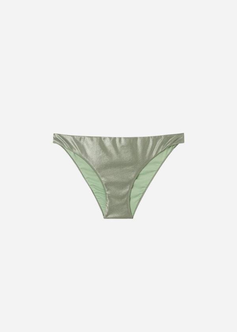 Calzedonia Coated-Effect Antigua Bikinihosen Damen Grün | DE2830XF