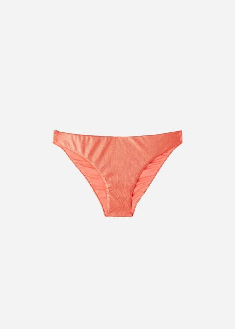 Calzedonia Coated-Effect Antigua Bikinihosen Damen Koralle Orange | DE2829CE