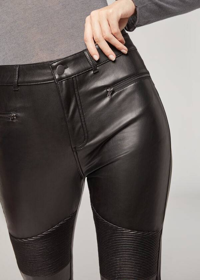 Calzedonia Coated Thermal Schlank Biker Hose Damen Schwarz | DE1469HK