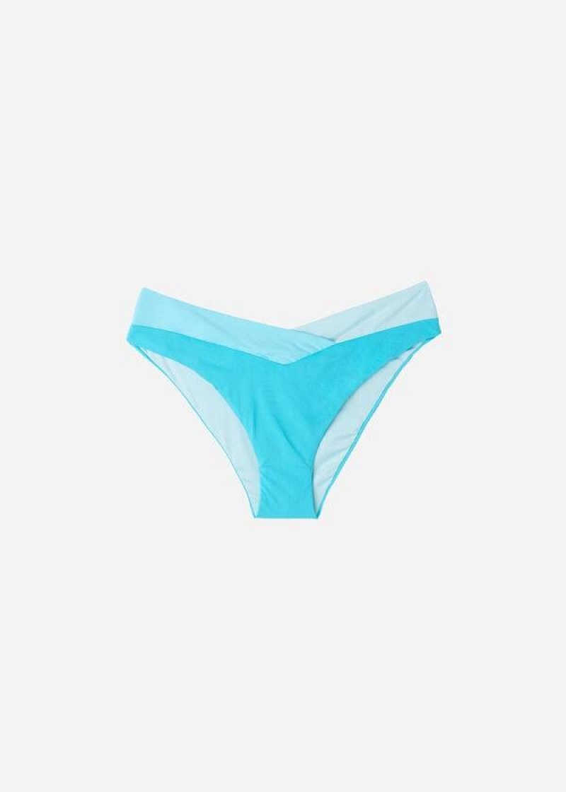 Calzedonia Color Block Azzorre Bikinihosen Damen Türkis Grün | DE2821RW