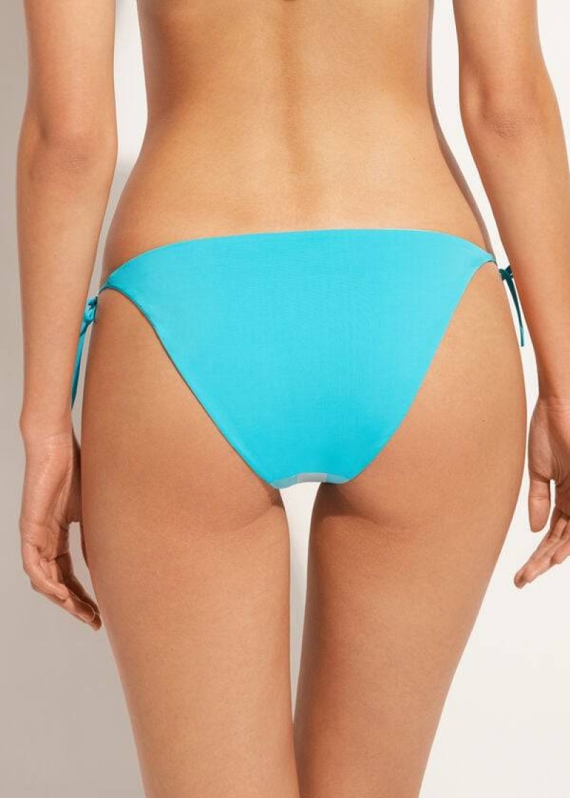 Calzedonia Color Block String Azzorre Bikinihosen Damen Türkis Grün | DE2820TV