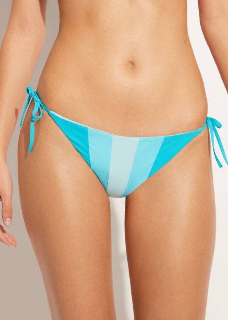 Calzedonia Color Block String Azzorre Bikinihosen Damen Türkis Grün | DE2820TV