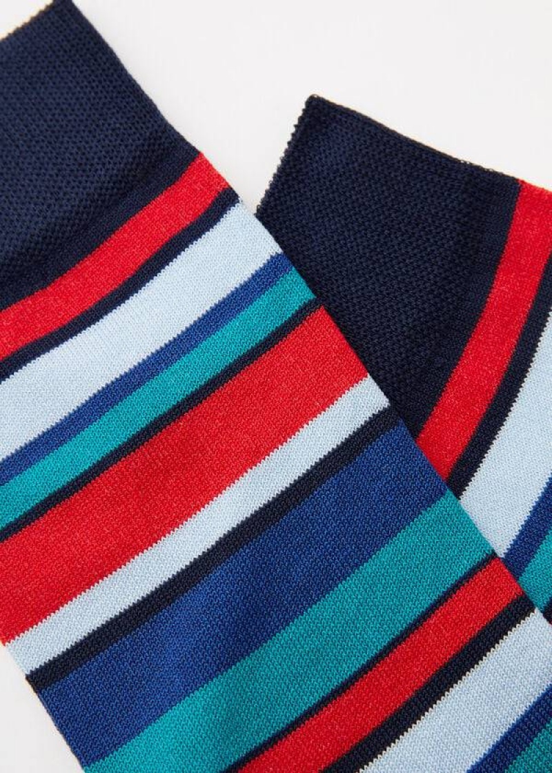 Calzedonia Colorful Gestreift Crew Socken Herren Blau | DE1322NB