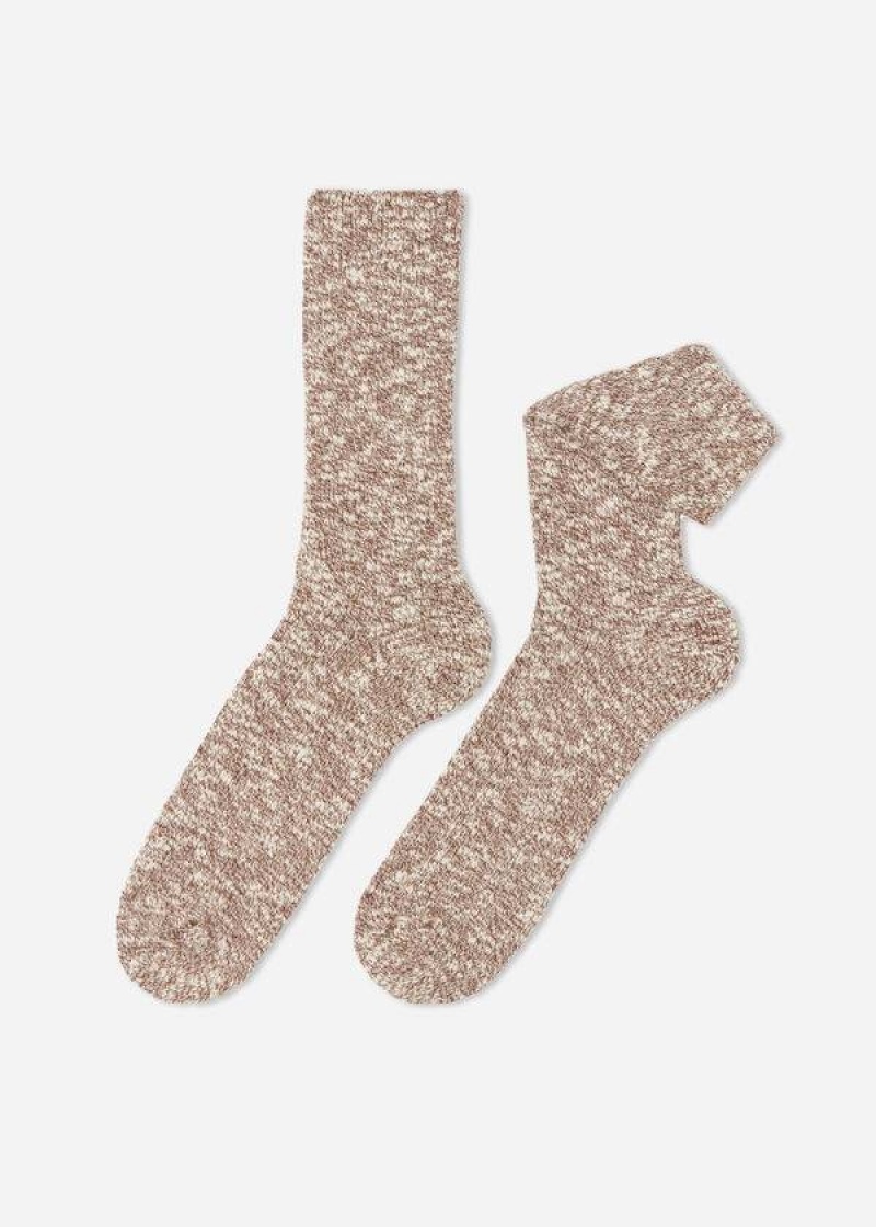 Calzedonia Crew in Warm Baumwoll Socken Herren Braun | DE1395ZG