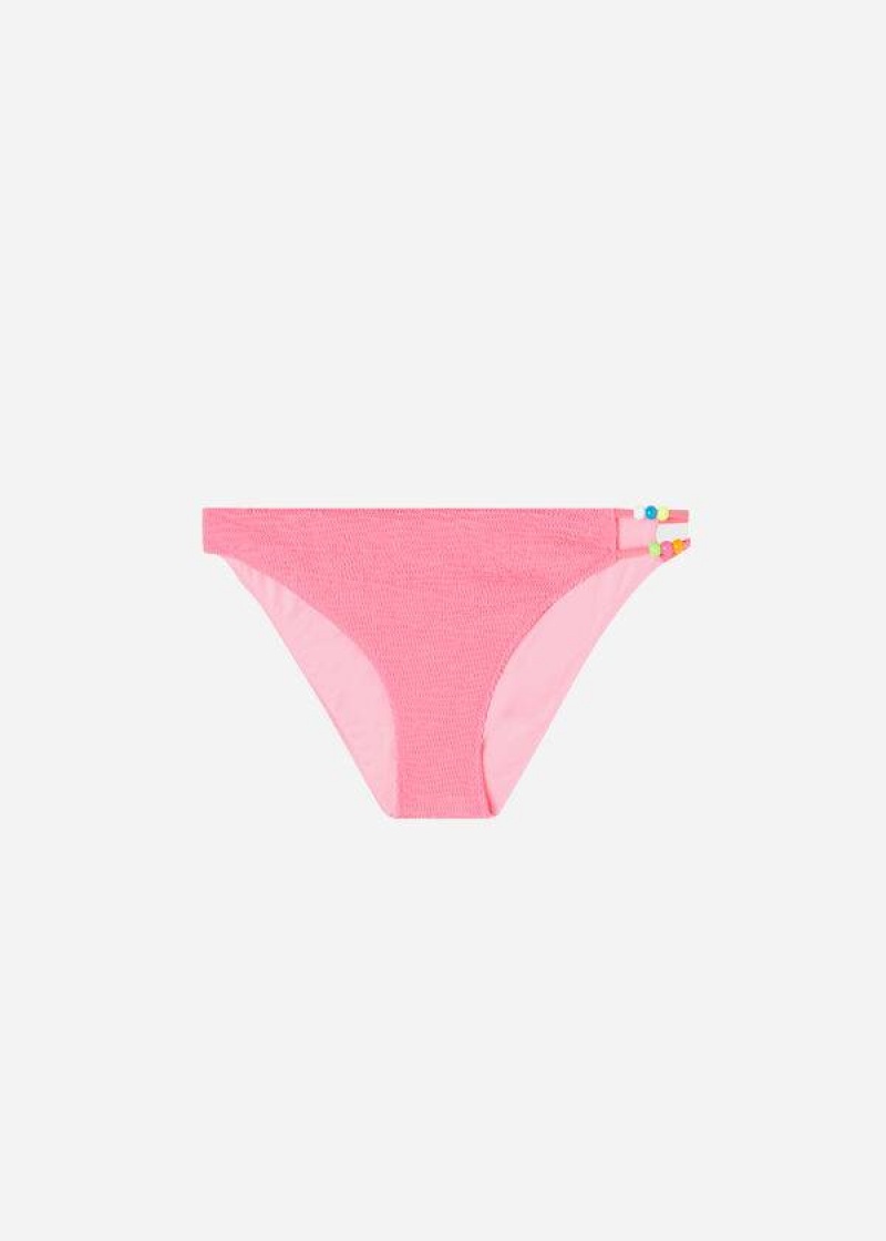 Calzedonia Crinkled San Diego Bikinihosen Damen Rosa | DE2817IS