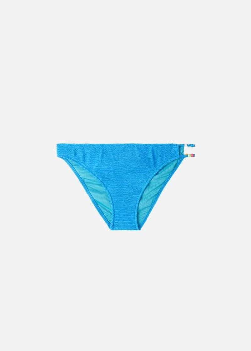 Calzedonia Crinkled San Diego Bikinihosen Damen Blau | DE2816OR