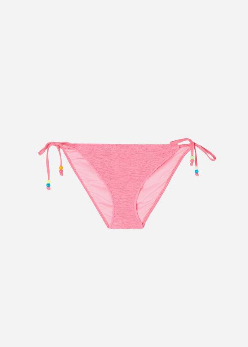 Calzedonia Crinkled String San Diego Bikinihosen Damen Rosa | DE2815PQ