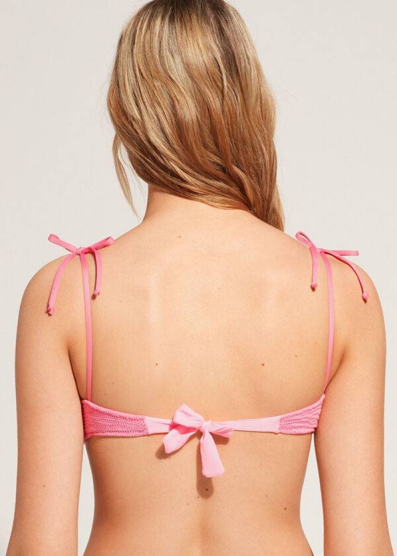 Calzedonia Crinkled Tank-Stylen San Diego Bikinioberteile Damen Rosa | DE2488ZG