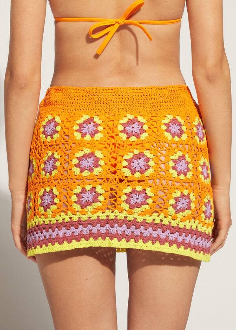 Calzedonia Crochet Skirt Cover-Ups Damen Orange | DE2061PQ