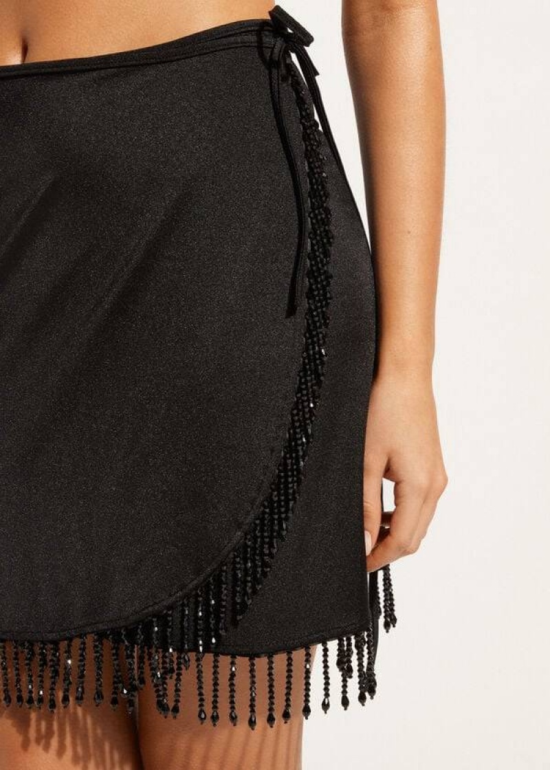 Calzedonia Crystal and Sequin Mini Pareo Taipei Cover-Ups Damen Schwarz | DE2060OR