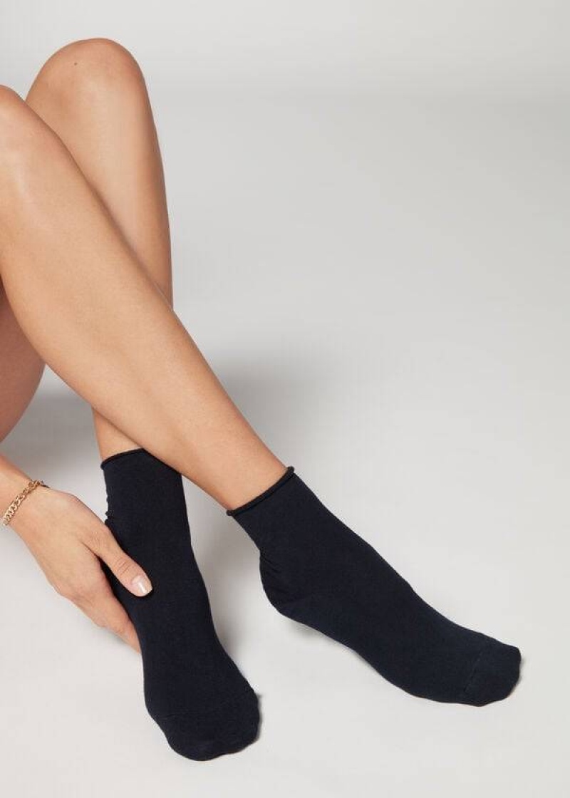 Calzedonia Cuffless Cashmere Kurzes Socken Damen Blau | DE1808JJ