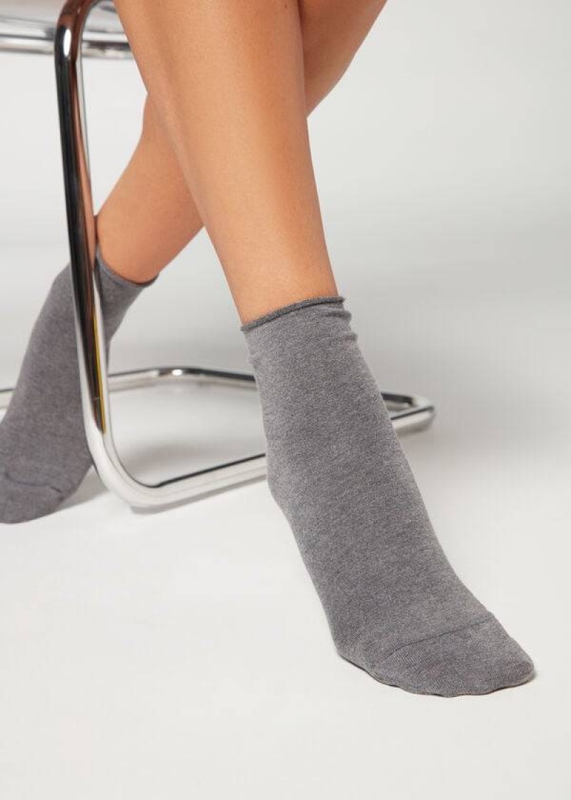 Calzedonia Cuffless Cashmere Kurzes Socken Damen Silber | DE1807HK