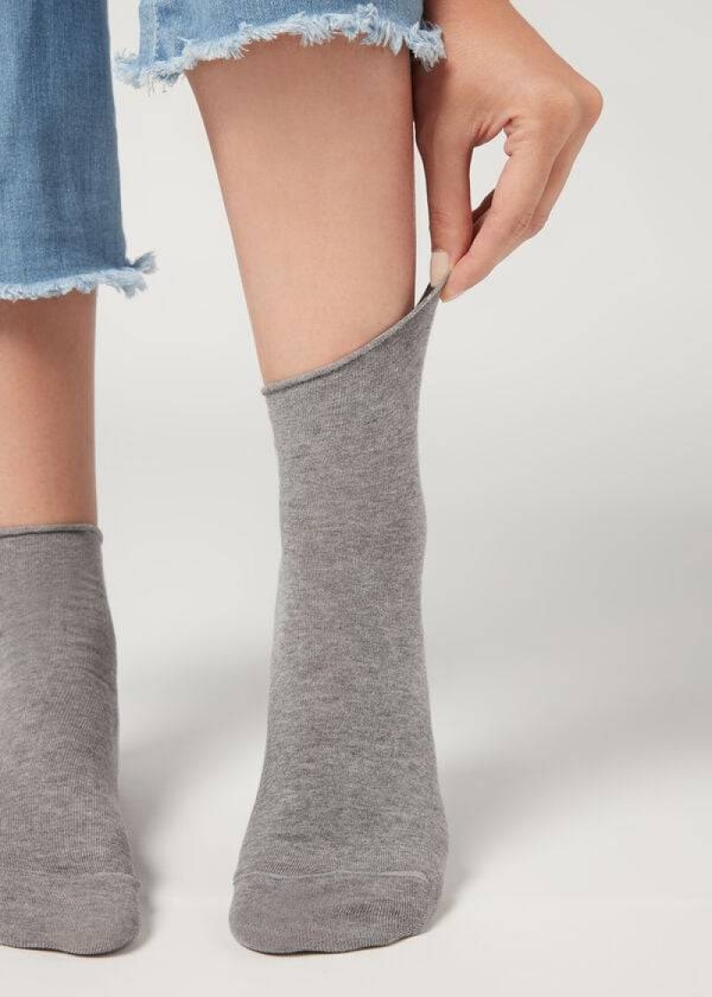 Calzedonia Cuffless Kurzes in Baumwoll Socken Damen Grau | DE1804DN