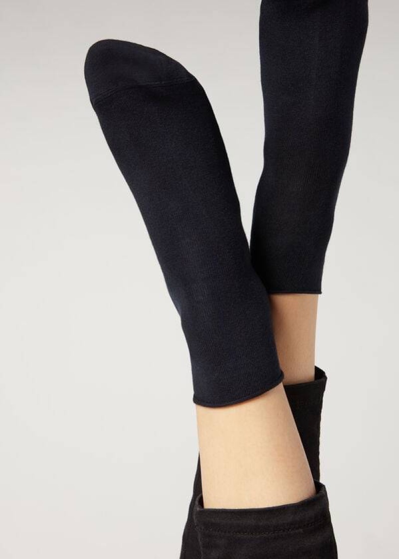 Calzedonia Cuffless Kurzes in Baumwoll Socken Damen Navy | DE1803SO