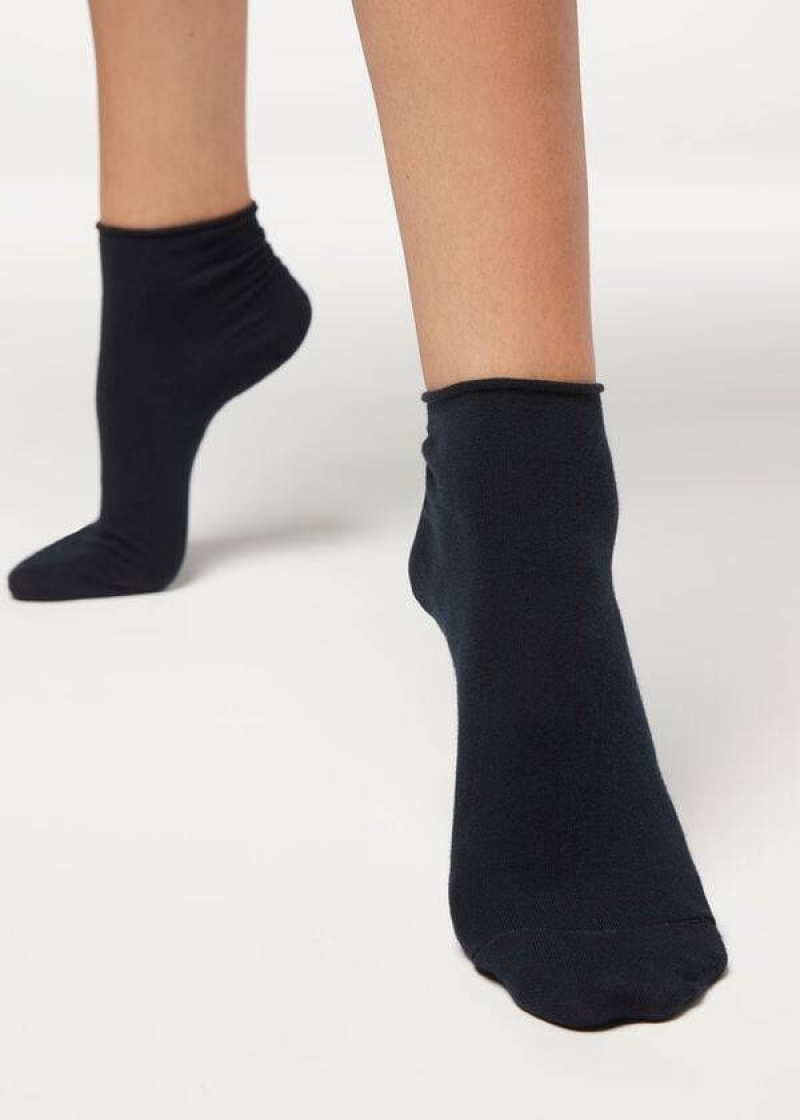 Calzedonia Cuffless Kurzes in Baumwoll Socken Damen Blau | DE1801PQ