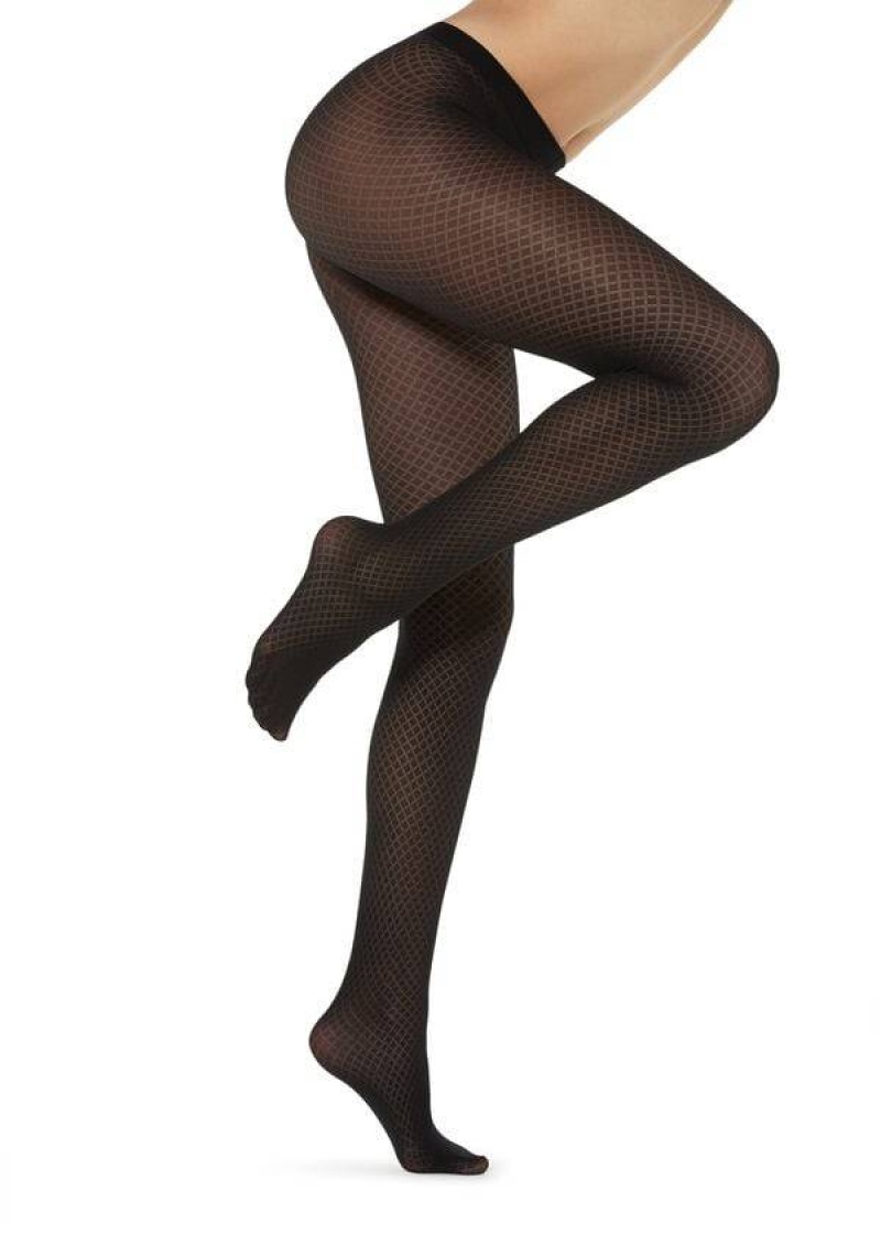 Calzedonia Diamond Patterned Strumpfhose Damen Schwarz | DE3097SO