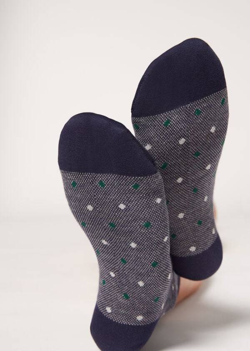 Calzedonia Dot-Pattern Kurzes Socken Damen Blau | DE1763BC