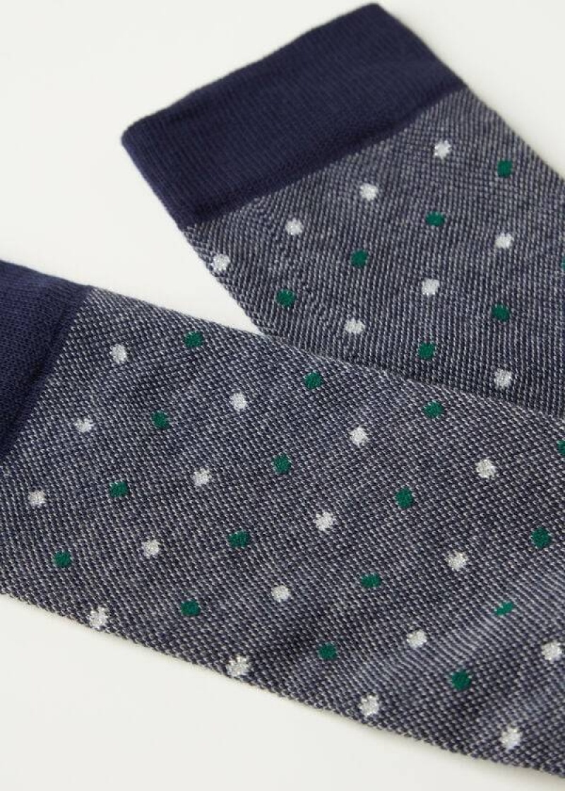 Calzedonia Dot-Pattern Long Socken Damen Blau | DE1950EX