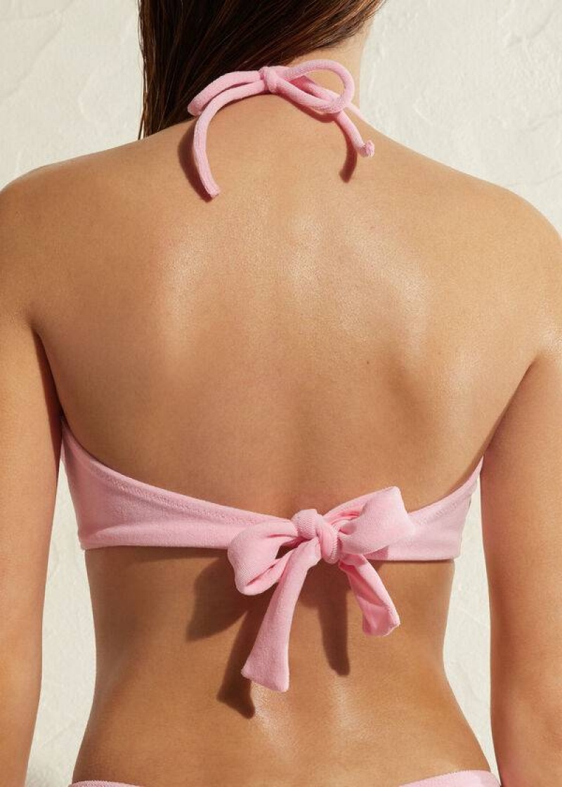 Calzedonia Drawstring Bandeau Beverly Hills Eco Bikinioberteile Damen Rosa | DE2482MA