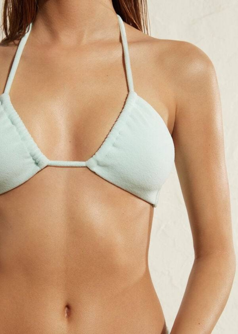 Calzedonia Drawstring Bandeau Beverly Hills Eco Bikinioberteile Damen Blau | DE2481QZ