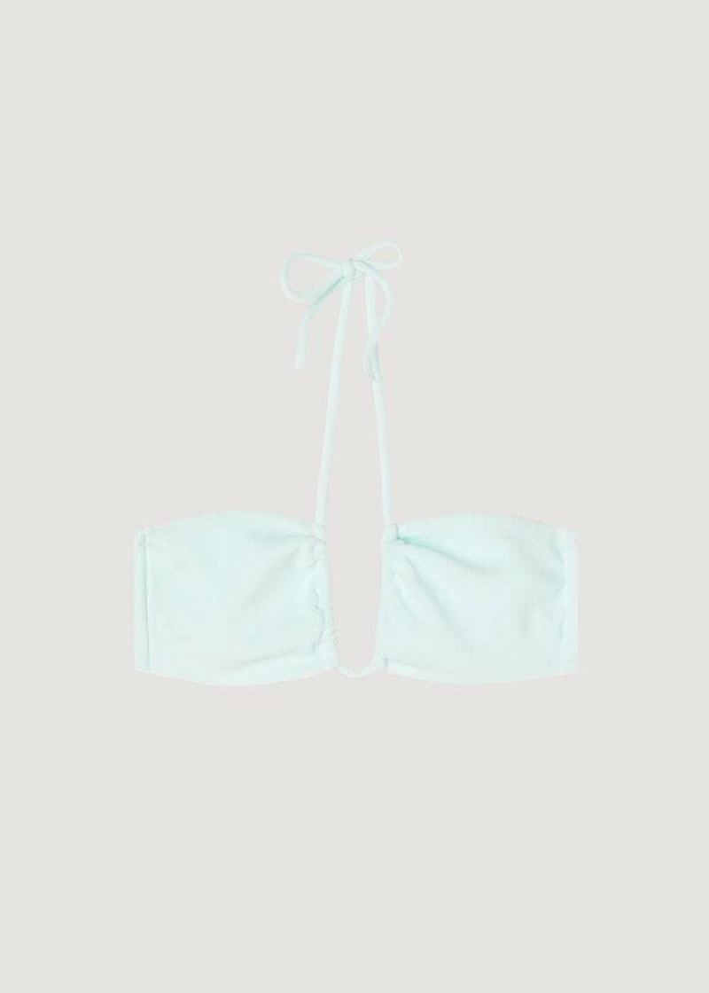 Calzedonia Drawstring Bandeau Beverly Hills Eco Bikinioberteile Damen Blau | DE2481QZ